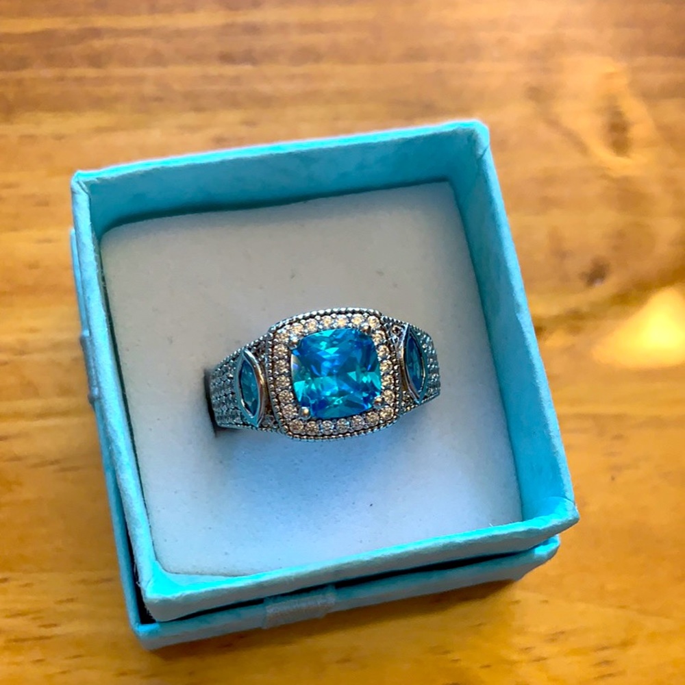 Swiss Gold/Blue Topaz size 6 ring